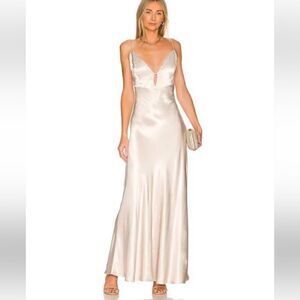 Bardot Champagne Satin Maxi Dress